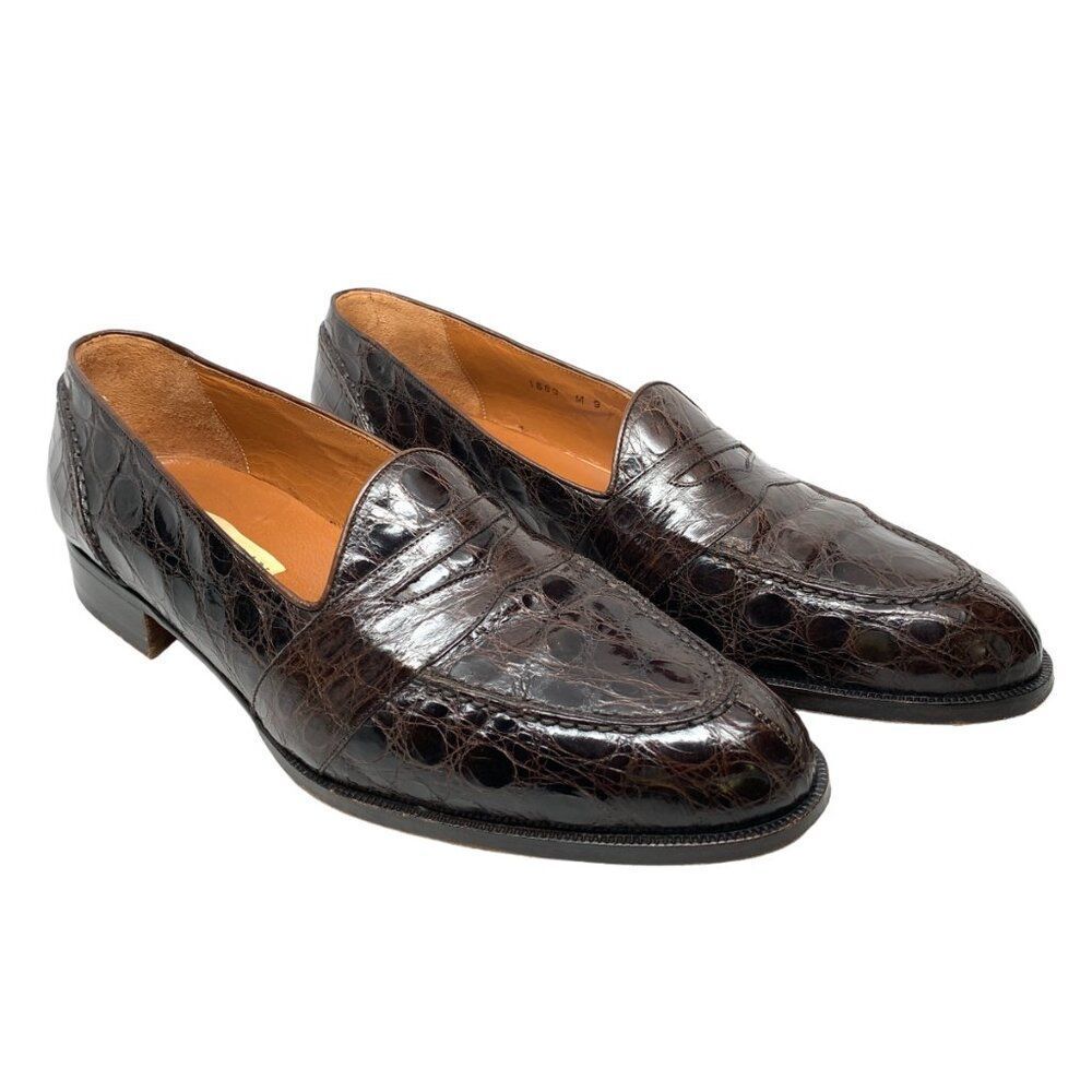 Cole Haan Dark Brown Genuine Crocodile Loafers